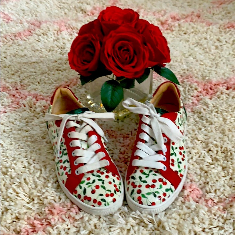 Christian Louboutin Leather Cherry Sneakers